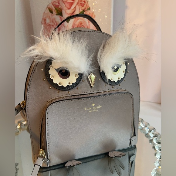 Kate Spade Gray Owl Mini Backpack like new condition - Picture 8 of 16
